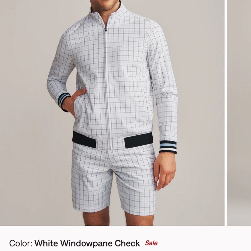 Rhone Dune Golf Jacket - White Windowpane Check